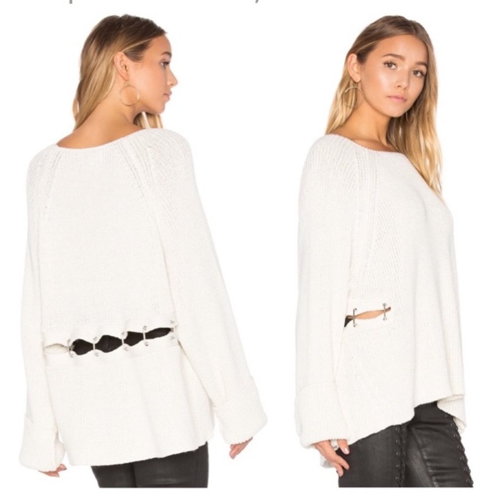 Wildfox | oversized sweater w/ cutouts & metal hardware